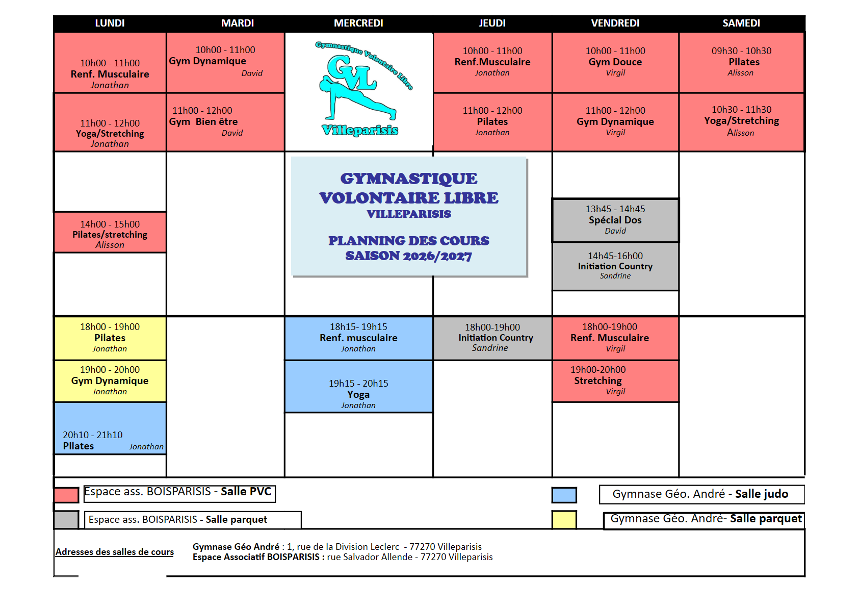Illustration du service PLANNING DES COURS